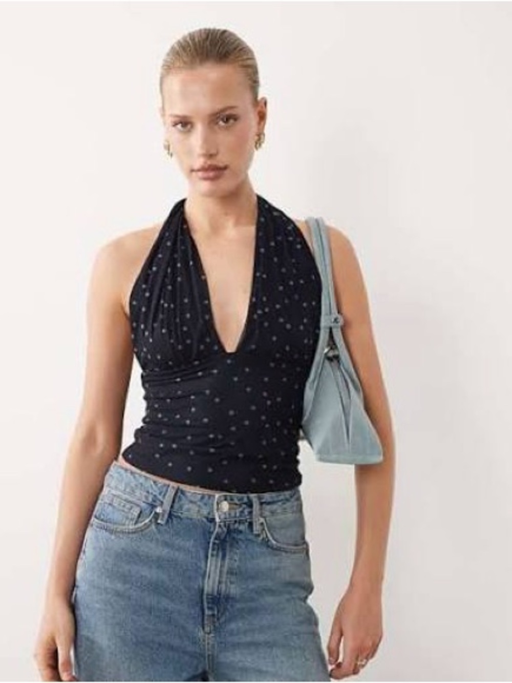 Abercrombie and Fitch Navy Polka Dot Convertible Top